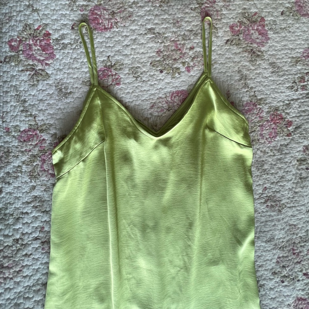 Nasty Gal Textured Satin Lime Green Slip Dress
